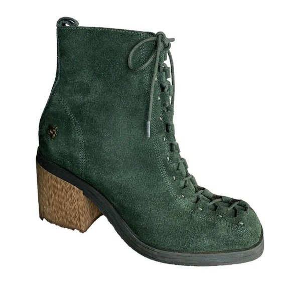 Kelsi Dagger Brooklyn Lace-Up Ankle Boots Dagger Forest green Suede Leather Sz 8 - Picture 2 of 14